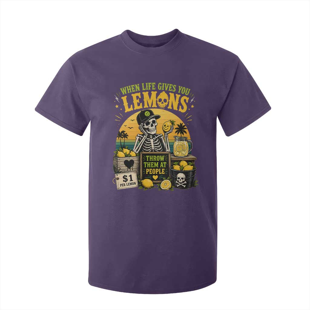 When Life Gives You Lemons Throw Them At People T Shirt For Kid Skeleton Lemon Jokes TS11 Purple Print Your Wear