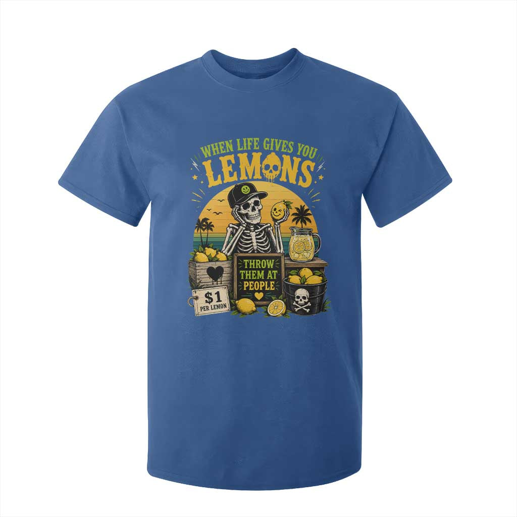 When Life Gives You Lemons Throw Them At People T Shirt For Kid Skeleton Lemon Jokes TS11 Royal Blue Print Your Wear