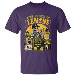 When Life Gives You Lemons Throw Them At People T Shirt Skeleton Lemon Jokes TS11 Purple Print Your Wear