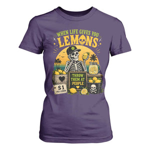 When Life Gives You Lemons Throw Them At People T Shirt For Women Skeleton Lemon Jokes TS11 Purple Print Your Wear
