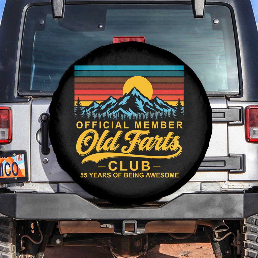 55th Birthday Official Member Old Fart Club Spare Tire Cover 55 Years of Being Awesome Funny Fart Joke Retro TS11 No hole Black Print Your Wear