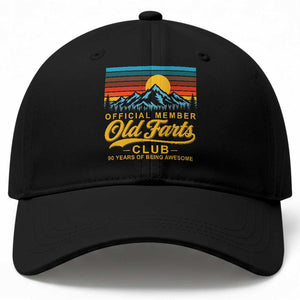 90th Birthday Official Member Old Fart Club Baseball Cap 90 Years of Being Awesome Funny Fart Joke Retro
