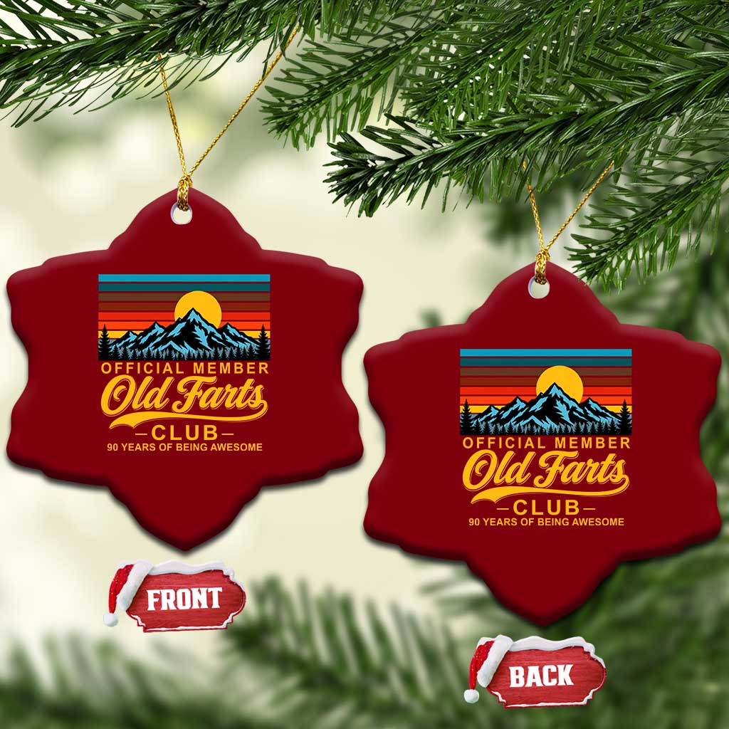 90th Birthday Official Member Old Fart Club Ceramic Ornament 90 Years of Being Awesome Funny Fart Joke Retro TS11 Print Your Wear