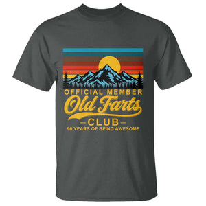 90th Birthday Official Member Old Fart Club T Shirt 90 Years of Being Awesome Funny Fart Joke Retro TS11 Dark Heather Print Your Wear