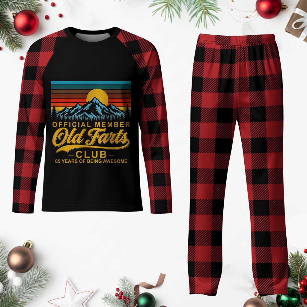 85th Birthday Official Member Old Fart Club Plaid Pajama Set 85 Years of Being Awesome Funny Fart Joke Retro TS11 Buffalo Plaid Print Your Wear