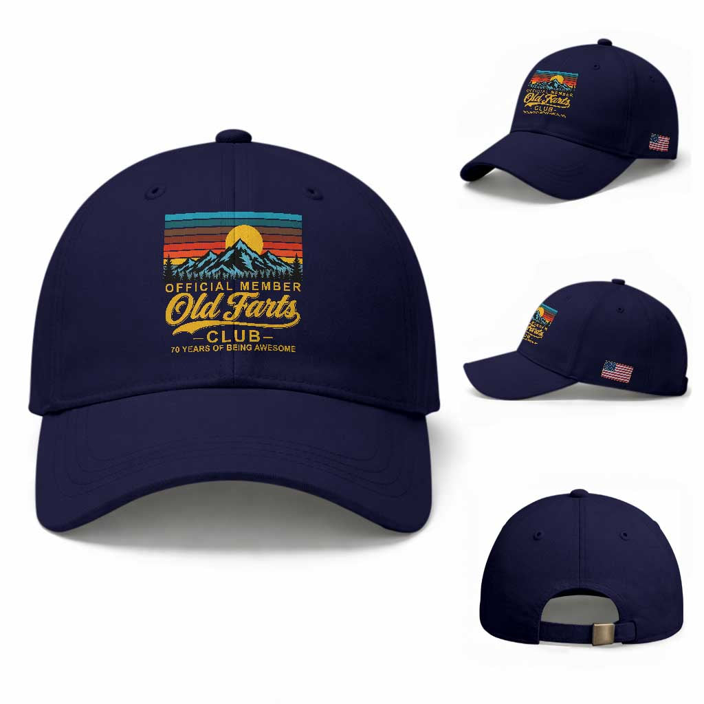 70th Birthday Official Member Old Fart Club Baseball Cap 70 Years of Being Awesome Funny Fart Joke Retro