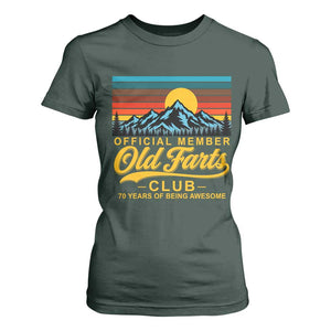 70th Birthday Official Member Old Fart Club T Shirt For Women 70 Years of Being Awesome Funny Fart Joke Retro TS11 Dark Forest Green Print Your Wear