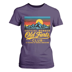 70th Birthday Official Member Old Fart Club T Shirt For Women 70 Years of Being Awesome Funny Fart Joke Retro TS11 Purple Print Your Wear