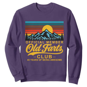 45th Birthday Official Member Old Fart Club Sweatshirt 45 Years of Being Awesome Funny Fart Joke Retro TS11 Purple Print Your Wear