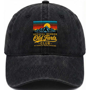 45th Birthday Official Member Old Fart Club Washed Cotton Baseball Cap 45 Years of Being Awesome Funny Fart Joke Retro