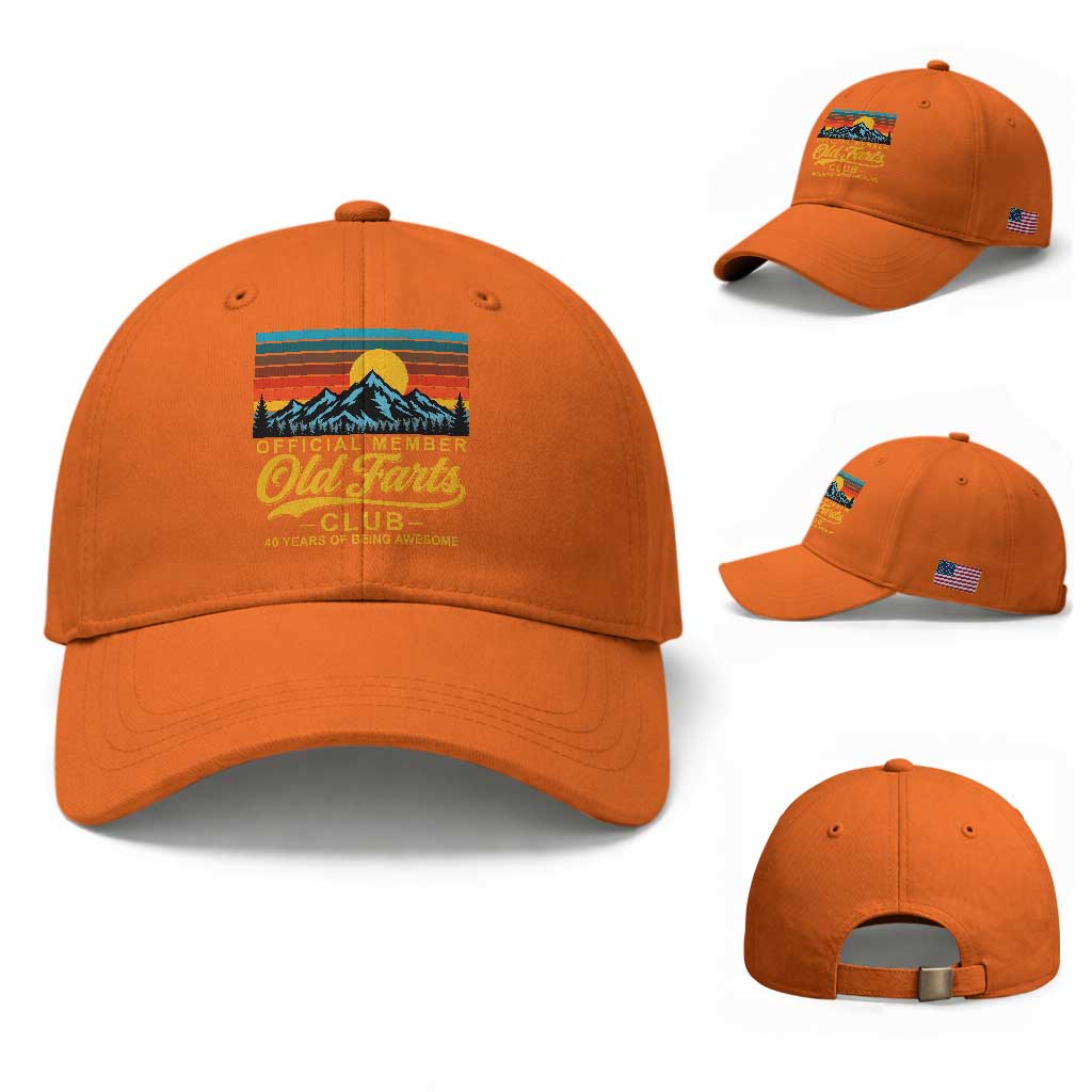 40th Birthday Official Member Old Fart Club Baseball Cap 40 Years of Being Awesome Funny Fart Joke Retro