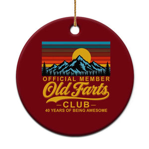 40th Birthday Official Member Old Fart Club Ceramic Ornament 40 Years of Being Awesome Funny Fart Joke Retro TS11 1pc Red Print Your Wear