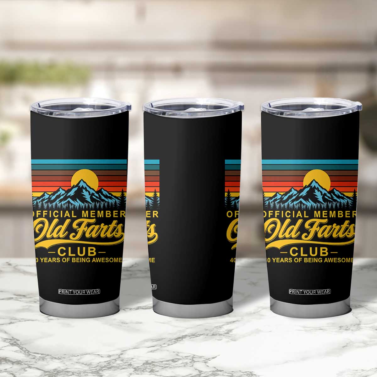 40th Birthday Official Member Old Fart Club Tumbler Cup 40 Years of Being Awesome Funny Fart Joke Retro