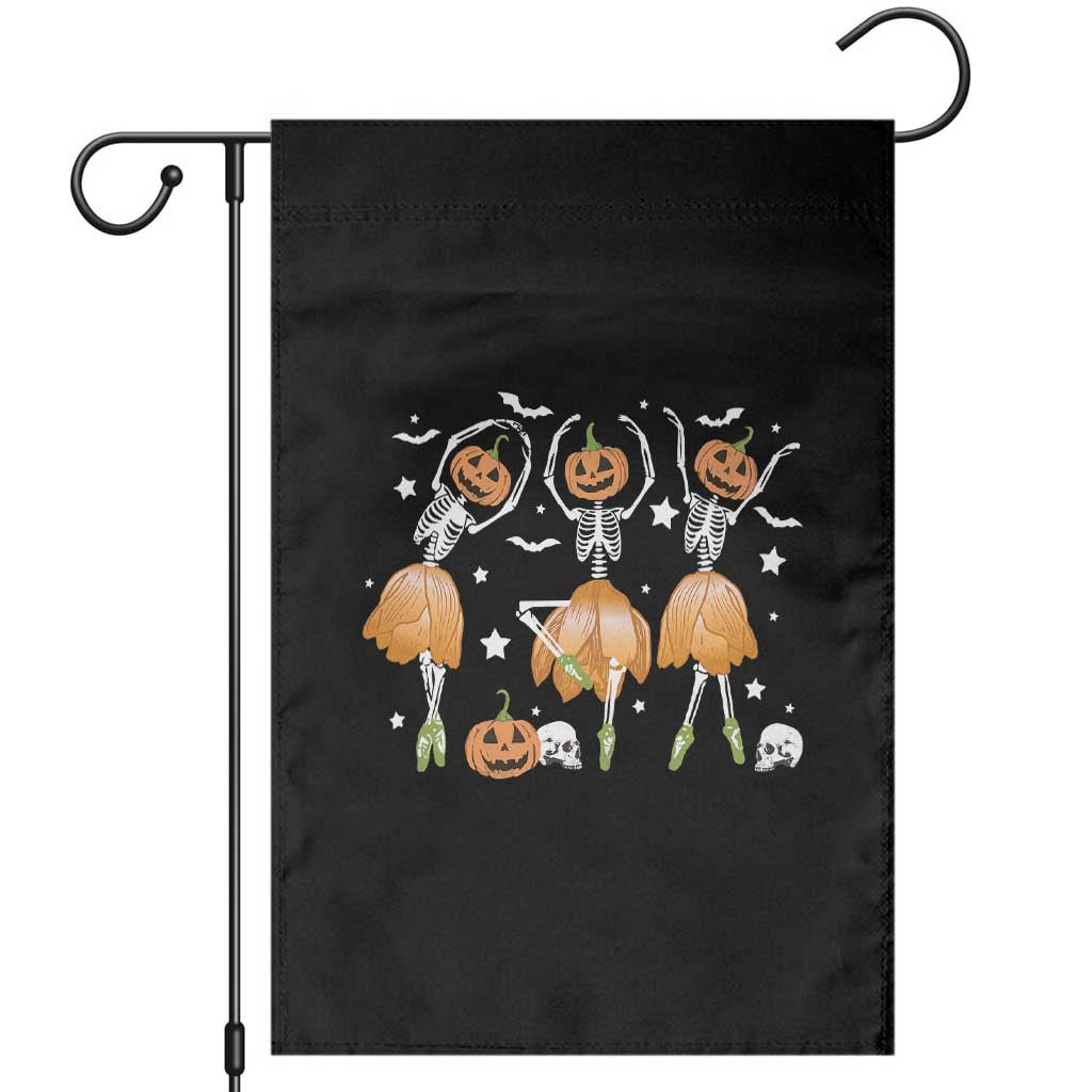 Funny Halloween Garden Flag Ballerina Pumpkin Skeleton Pumpkin Flower TS11 Black Print Your Wear