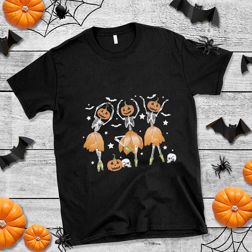 Funny Halloween T Shirt Ballerina Pumpkin Skeleton Pumpkin Flower TS11 Black Print Your Wear