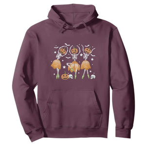 Funny Halloween Hoodie Ballerina Pumpkin Skeleton Pumpkin Flower TS11 Maroon Print Your Wear