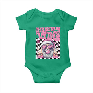 Funny Pink Santa Christmas Baby Onesie Christmas Vibes Checkboard TS11 Irish Green Print Your Wear