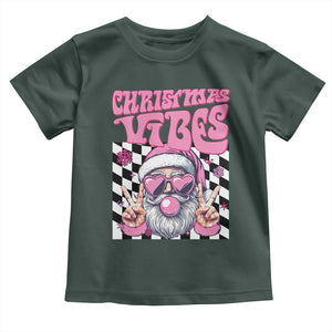 Funny Pink Santa Christmas Baby Shirt Christmas Vibes Checkboard TS11 Dark Forest Green Print Your Wear