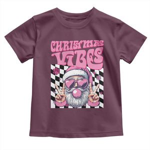 Funny Pink Santa Christmas Baby Shirt Christmas Vibes Checkboard TS11 Maroon Print Your Wear