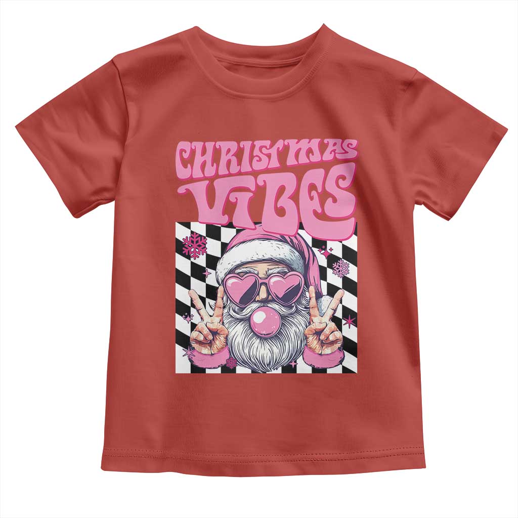 Funny Pink Santa Christmas Baby Shirt Christmas Vibes Checkboard TS11 Red Print Your Wear