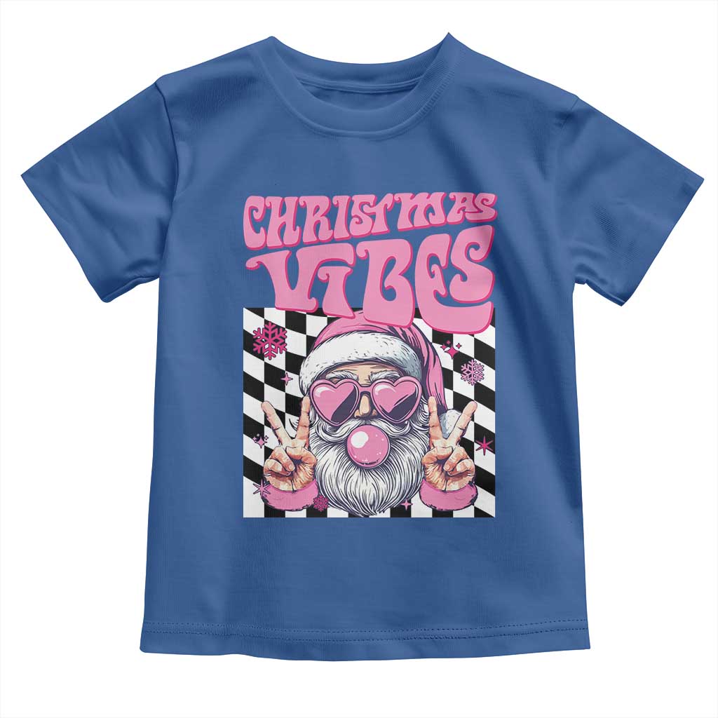Funny Pink Santa Christmas Baby Shirt Christmas Vibes Checkboard TS11 Royal Blue Print Your Wear