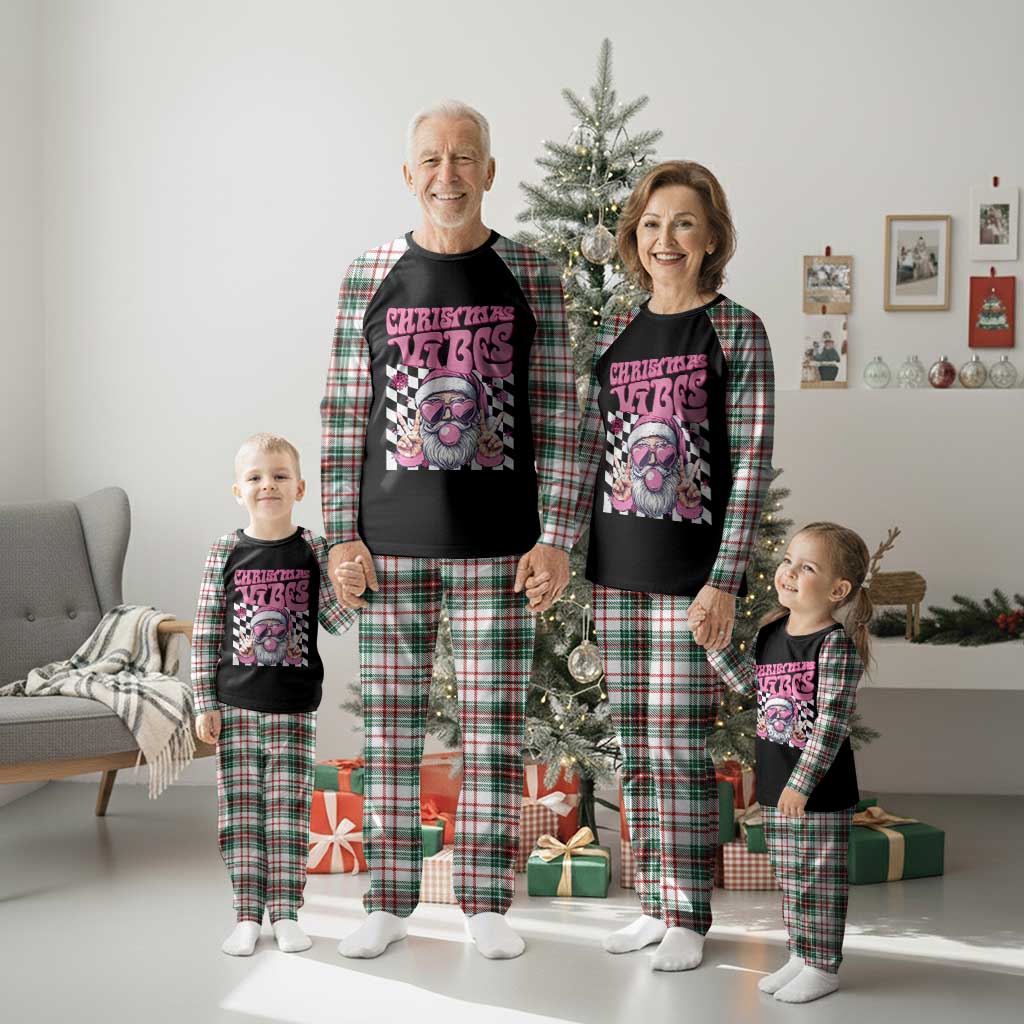 Funny Pink Santa Christmas Plaid Pajama Set Christmas Vibes Checkboard TS11 Christmas Plaid Print Your Wear