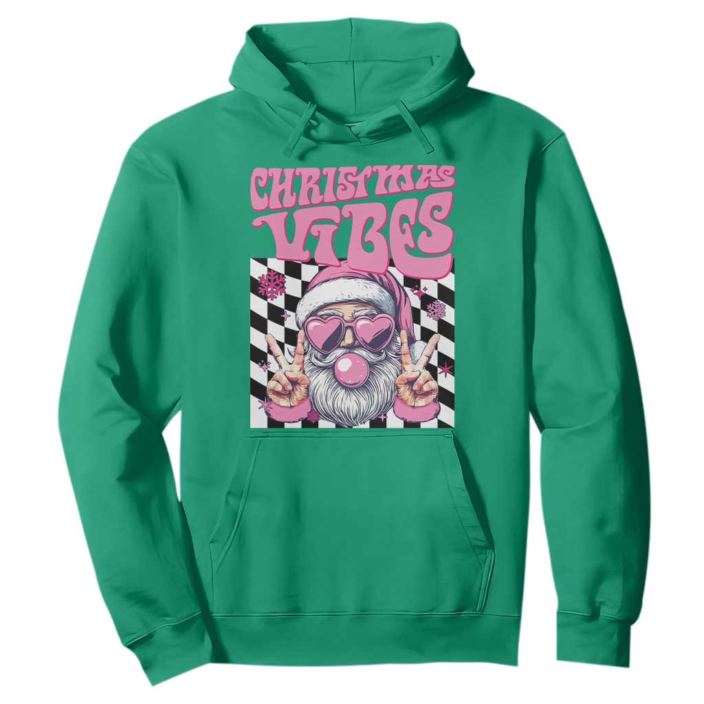 Funny Pink Santa Christmas Hoodie Christmas Vibes Checkboard TS11 Irish Green Print Your Wear