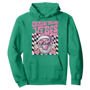 Funny Pink Santa Christmas Hoodie Christmas Vibes Checkboard TS11 Irish Green Print Your Wear