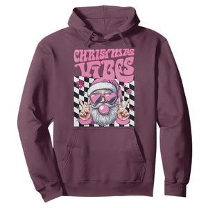 Funny Pink Santa Christmas Hoodie Christmas Vibes Checkboard TS11 Maroon Print Your Wear