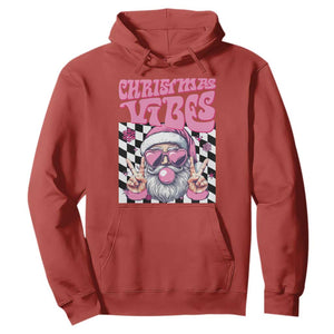 Funny Pink Santa Christmas Hoodie Christmas Vibes Checkboard TS11 Red Print Your Wear