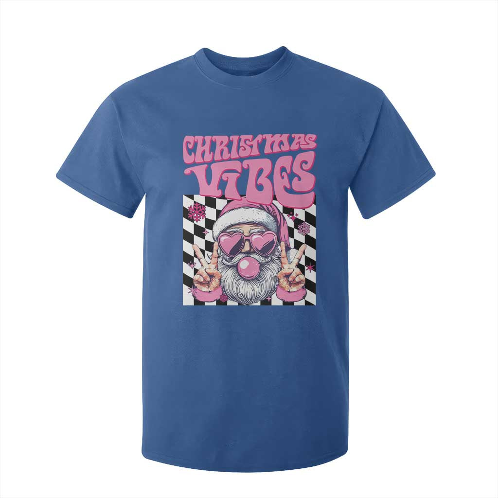 Funny Pink Santa Christmas T Shirt For Kid Christmas Vibes Checkboard TS11 Royal Blue Print Your Wear