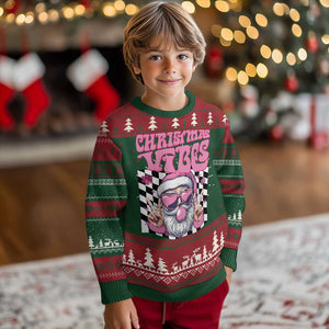 Funny Pink Santa Xmas Ugly Christmas Sweater Xmas Vibes Checkboard TS11 Christmas Print Your Wear