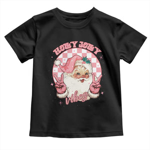Funny Christmas Baby Shirt Holly Jolly Vibes Retro Pink Santa TS11 Black Print Your Wear