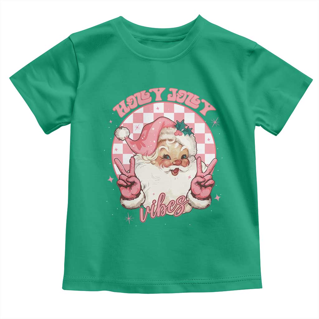 Funny Christmas Baby Shirt Holly Jolly Vibes Retro Pink Santa TS11 Irish Green Print Your Wear