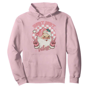 Funny Christmas Hoodie Holly Jolly Vibes Retro Pink Santa TS11 Light Pink Print Your Wear