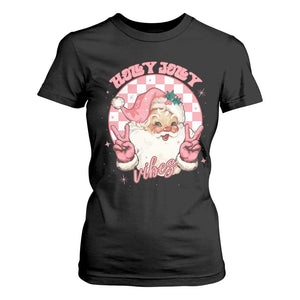 Funny Christmas T Shirt For Women Holly Jolly Vibes Retro Pink Santa TS11 Black Print Your Wear