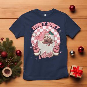 Funny Pink Christmas Retro Black Santa T Shirt Holly Jolly Vibes TS11 Navy Print Your Wear