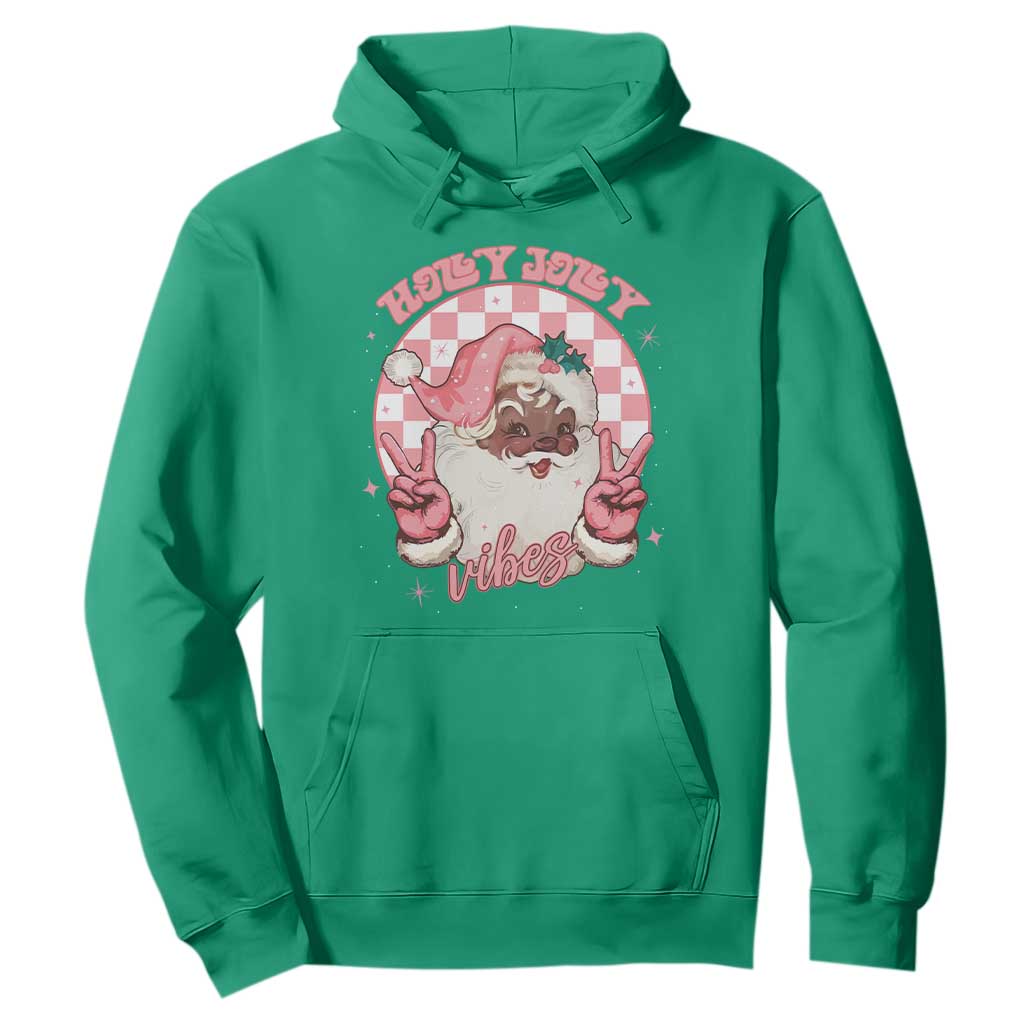 Funny Pink Christmas Retro Black Santa Hoodie Holly Jolly Vibes TS11 Irish Green Print Your Wear