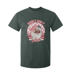 Funny Pink Christmas Retro Black Santa T Shirt For Kid Holly Jolly Vibes TS11 Dark Forest Green Print Your Wear