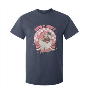 Funny Pink Christmas Retro Black Santa T Shirt For Kid Holly Jolly Vibes TS11 Navy Print Your Wear