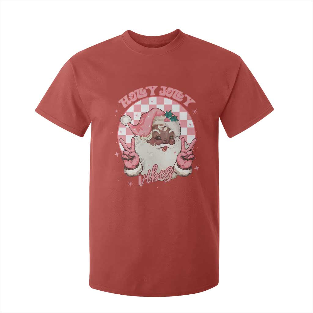Funny Pink Christmas Retro Black Santa T Shirt For Kid Holly Jolly Vibes TS11 Red Print Your Wear