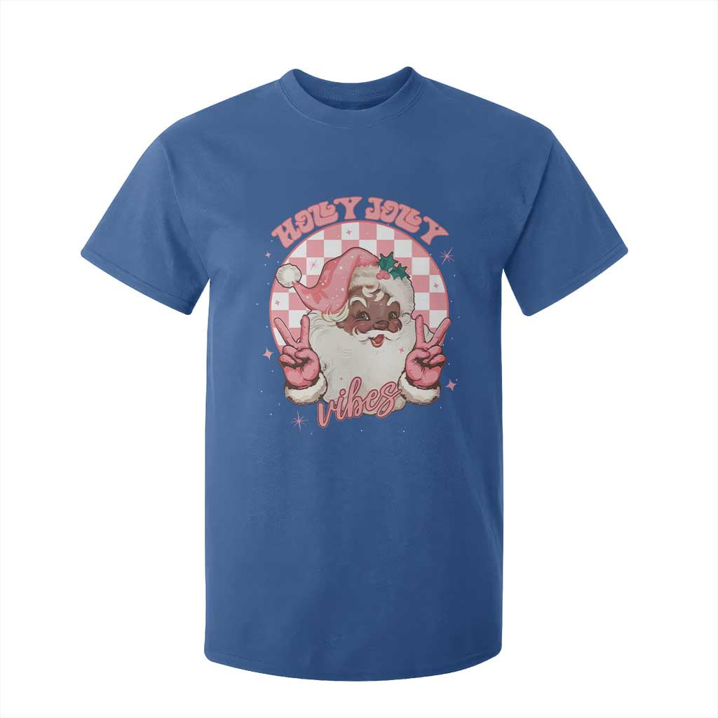 Funny Pink Christmas Retro Black Santa T Shirt For Kid Holly Jolly Vibes TS11 Royal Blue Print Your Wear