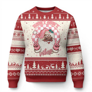 Funny Pink Xmas Retro Black Santa Ugly Christmas Sweater Holly Jolly Vibes TS11 Red Print Your Wear