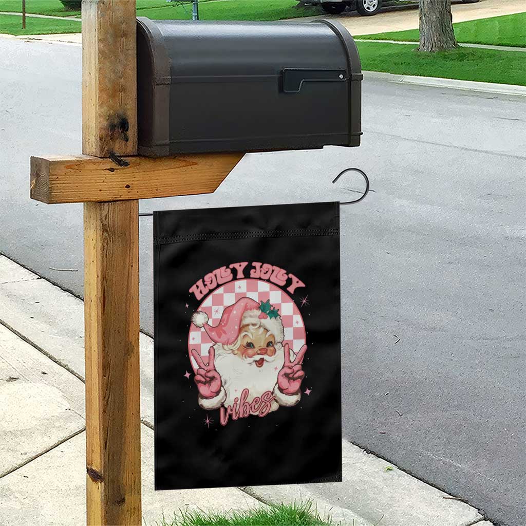 Funny Christmas Garden Flag Holly Jolly Vibes Retro Pink Santa TS11 Print Your Wear