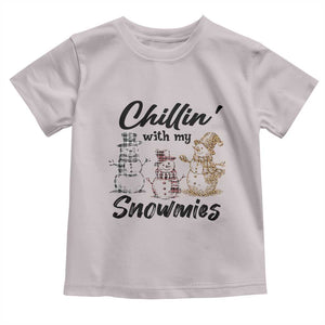Funny Christmas Baby Shirt Chilln' With My Snowmies Plaid Snowman TS11 Ice Gray Print Your Wear