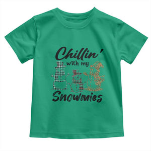 Funny Christmas Baby Shirt Chilln' With My Snowmies Plaid Snowman TS11 Irish Green Print Your Wear