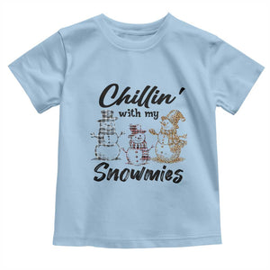Funny Christmas Baby Shirt Chilln' With My Snowmies Plaid Snowman TS11 Light Blue Print Your Wear