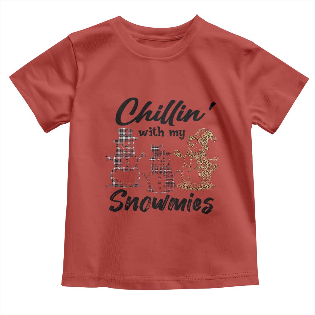 Funny Christmas Baby Shirt Chilln' With My Snowmies Plaid Snowman TS11 Red Print Your Wear