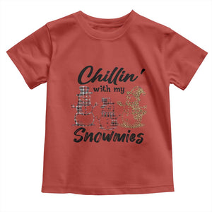 Funny Christmas Baby Shirt Chilln' With My Snowmies Plaid Snowman TS11 Red Print Your Wear