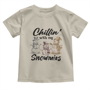 Funny Christmas Baby Shirt Chilln' With My Snowmies Plaid Snowman TS11 Sand Print Your Wear